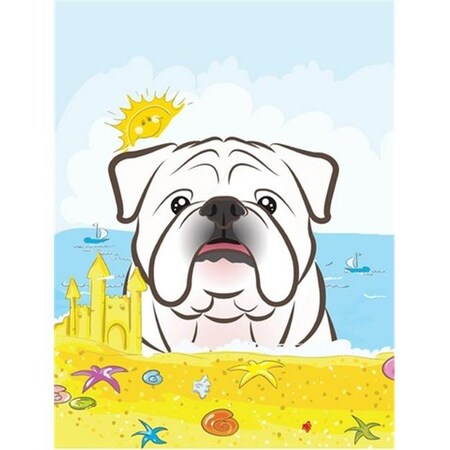 Carolines Treasures Carolines Treasures BB2088CHF White English Bulldog Summer Beach Canvas House Flag BB2088CHF